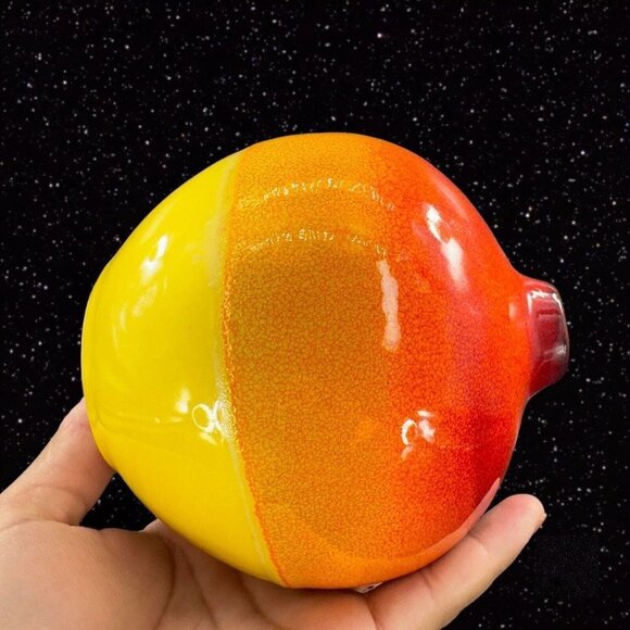 Crate And Barrel Roy Vase Ceramic Lava Glaze Made In Thailand Round Bottom - Picture 8 of 13